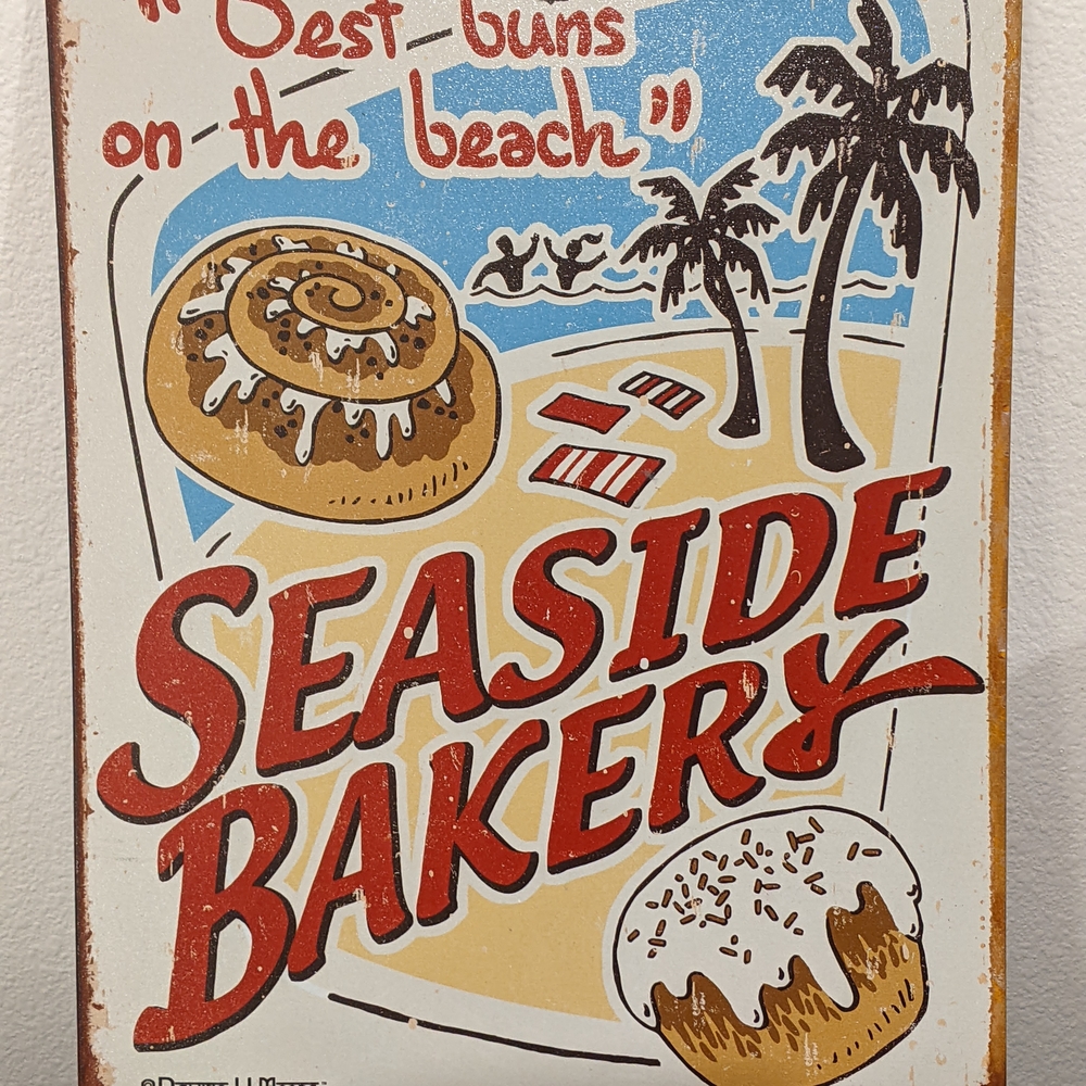 Seaside Bakery Vintage Wall Sign - Red, Brown, Cream